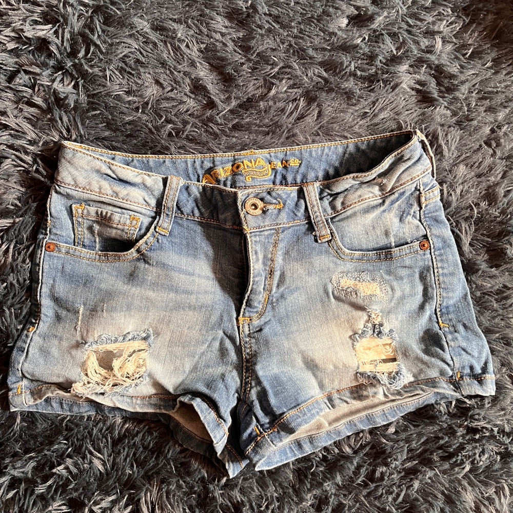 Arizona Jean Company Women's Distressed Denim Shorts - Blue